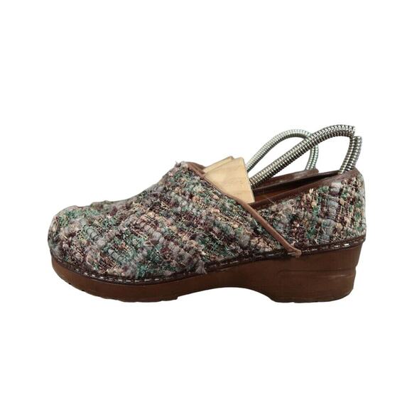 Sanita Shoes Womens 37 Clog Slip On Danish Woven Textile Brown Teal Comfort Walk - Picture 4 of 16